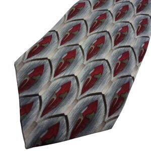 Cocktail Collection Domestic Beer Under Microscope Silk Tie Grey Red Geometric